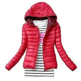 Warm Hooded Puffer Jacket for Women-Red-1