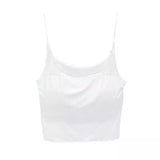 Women's Spaghetti Strap Crop Top-White-1