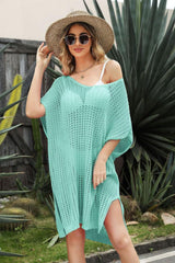 Openwork Side Slit Cover-Up Dress-Light Green-9