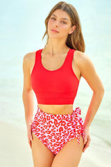 Two-Tone Tied Two-Piece Swimsuit-Red-9