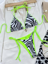 Zebra Print Halter Neck Bikini Set-2