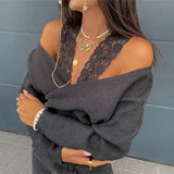 Off-Shoulder Lace Trim Blouse