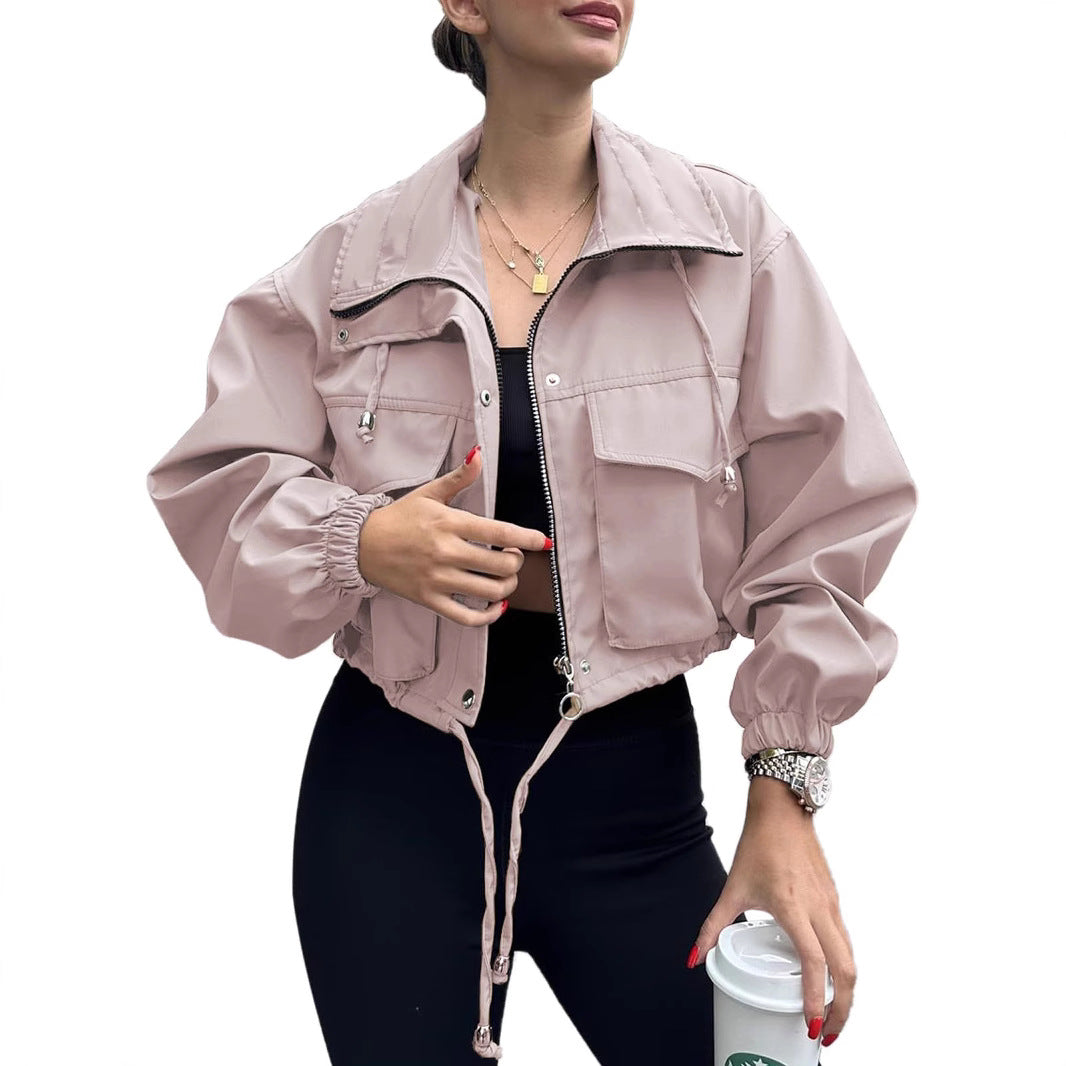 Chic Zip-Up Short Trench Jacket