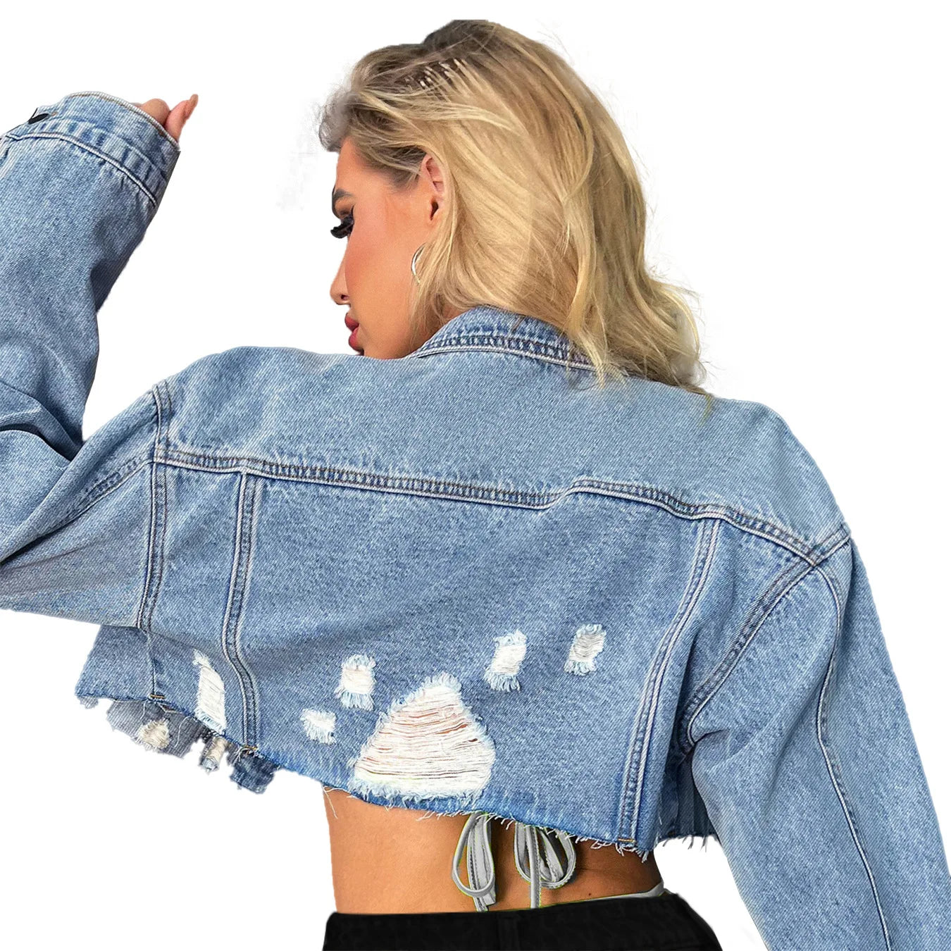 Cropped Ripped Denim Jacket – Trendy and Sexy for Modern Women