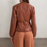 Faux Leather Zip Jacket for Women