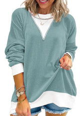 Contrast Round Neck Long Sleeve Sweatshirt-5