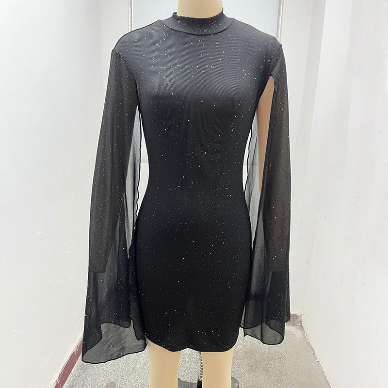 Glitter Bodycon Mini Cocktail Dress