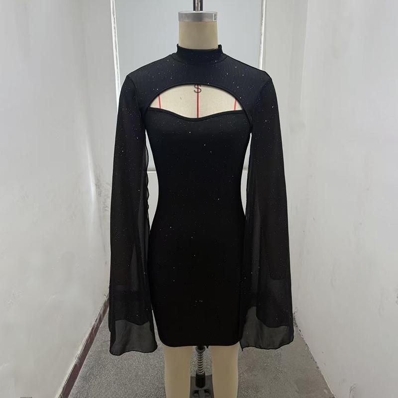 Sparkly Cloak Sleeve Mini Dress