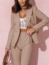 Elegant Women's Double-Breasted Business Suit