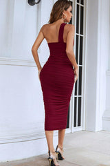 Cutout One-Shoulder Midi Bandage Dress-2