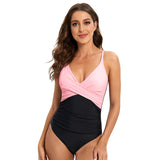 Striped Spaghetti Straps One-piece Swimsuit Sexy Backless Triangle Swimwear