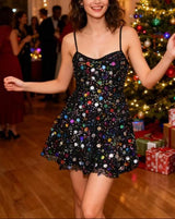Dazzling Sequin Backless Mini Dress