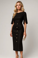 Chic Buttoned Midi Dress