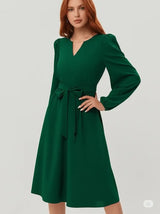 Осень и зима Европейская и американская женская одежда с длинным рукавом небольшой V-образный вырез кружева вверх платье