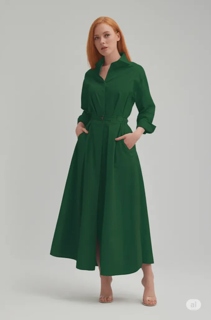 Свободное платье для женщин Эластичная высокая талия Показать тонкий темперамент