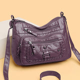 High-Grade Soft Leather Multi-Pocket Shoulder Bag