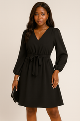 Осень и зима Европейская и американская женская одежда с длинным рукавом небольшой V-образный вырез кружева вверх платье