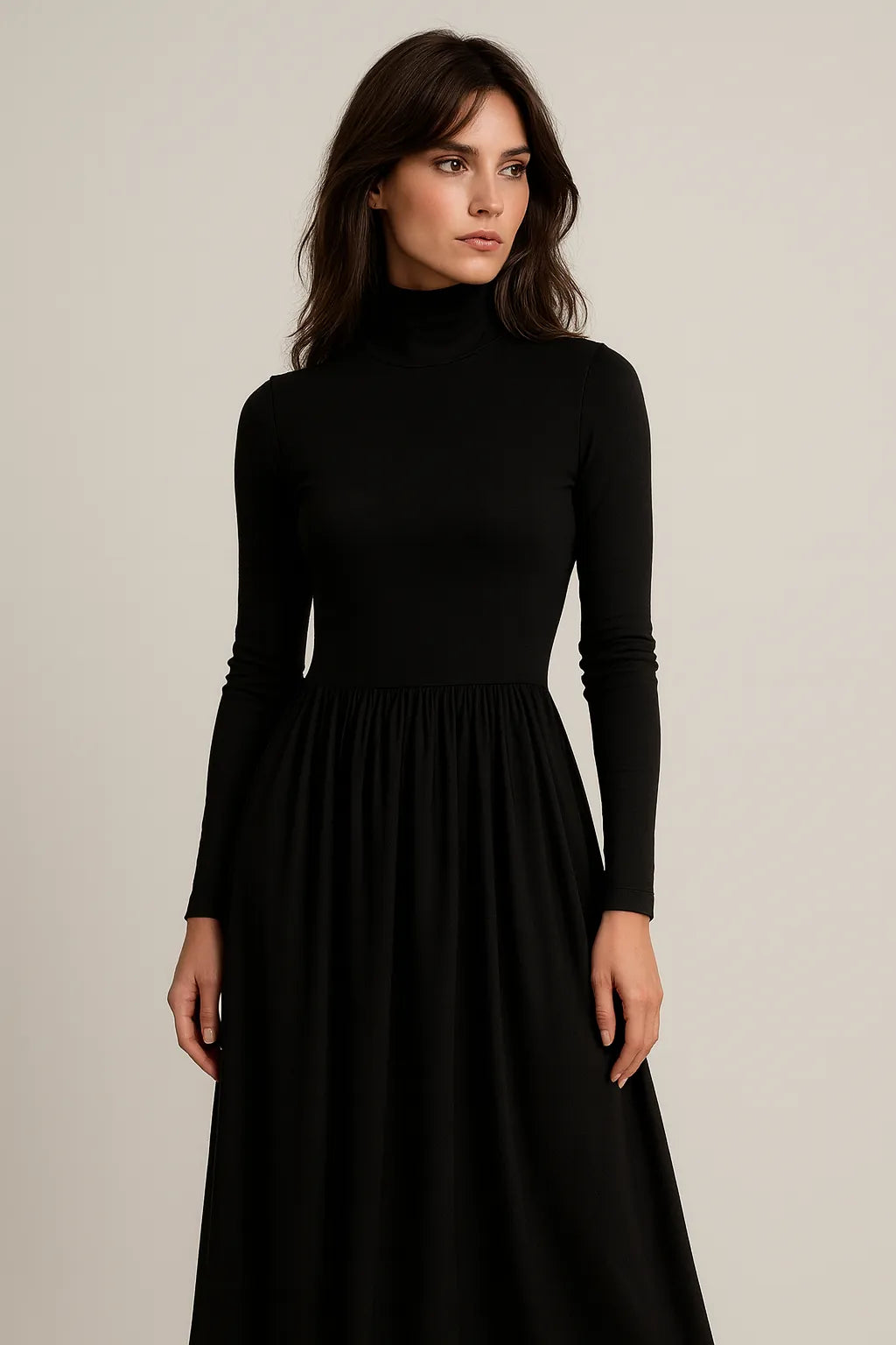Timeless Black Turtleneck Dress