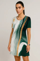 Платья с коротким рукавом с текстурированным принтом в винтажном стиле