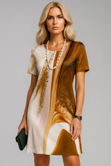 Платья с коротким рукавом с текстурированным принтом в винтажном стиле