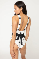 Marina West Swim Beachy Keen Polka Dot Tied Plunge One-Piece Swimsuit-2