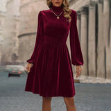 Velvet Mock Neck Midi Dress