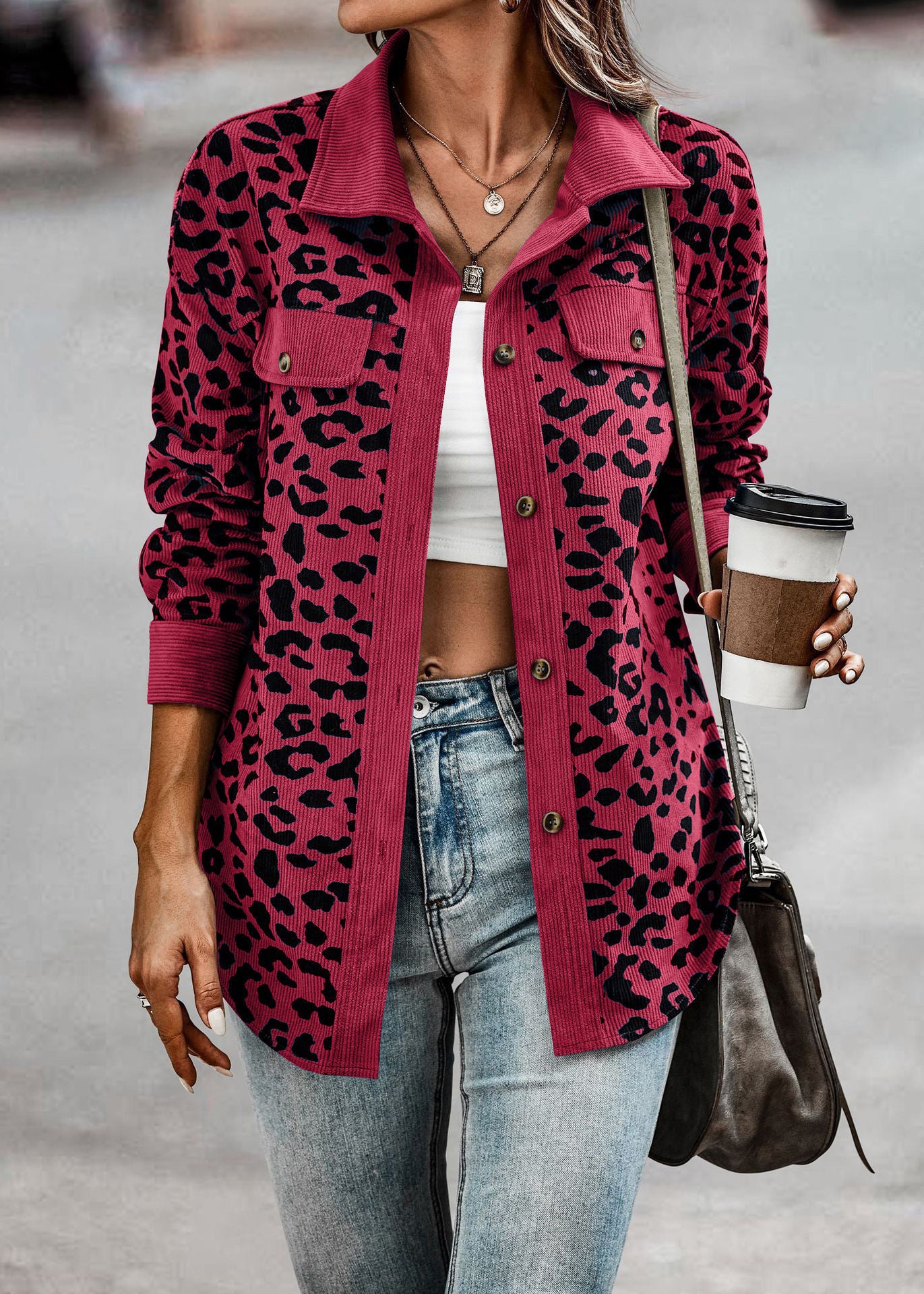 Leopard Print Long Sleeve Jacket