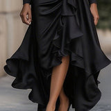 Vintage A-Line Ruffle Maxi Dress