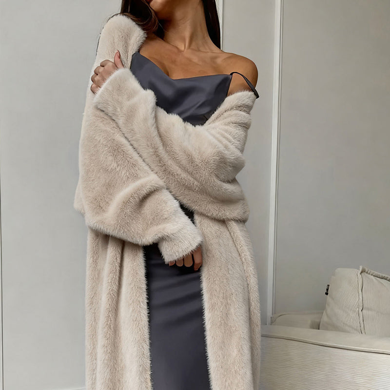 Furry Long Cardigan Duster Coat
