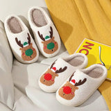 Christmas Shoes Winter Home Slippers Elk Soft Cozy Bedroom-6