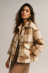 Женская мода шерсть смесь искусственный мех пальто