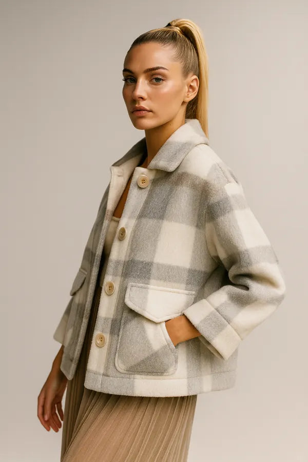 Женская мода шерсть смесь искусственный мех пальто