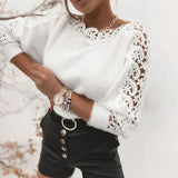 Lace Patch Soft Crewneck Sweater