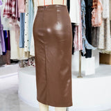PU Leather Midi Pencil Skirt