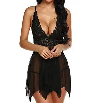 After splitting fun pajamas XL sexy lingerie-Black-7