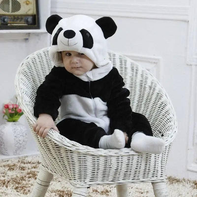 Baby flannel three-dimensional shape jumpsuit-Panda-11