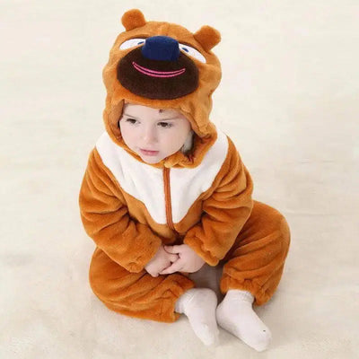 Baby flannel three-dimensional shape jumpsuit-Bear-7