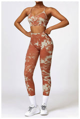 Camouflage Printing Seamless Yoga Suit Quick-drying High-Orange Bra Trousers-16