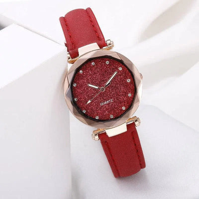 Casual Women Romantic Starry Sky Wrist Watch Leather Rhinestone Designer Ladies Clock-11