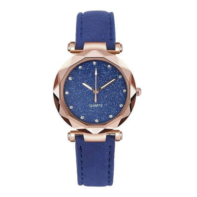 Casual Women Romantic Starry Sky Wrist Watch Leather Rhinestone Designer Ladies Clock-7