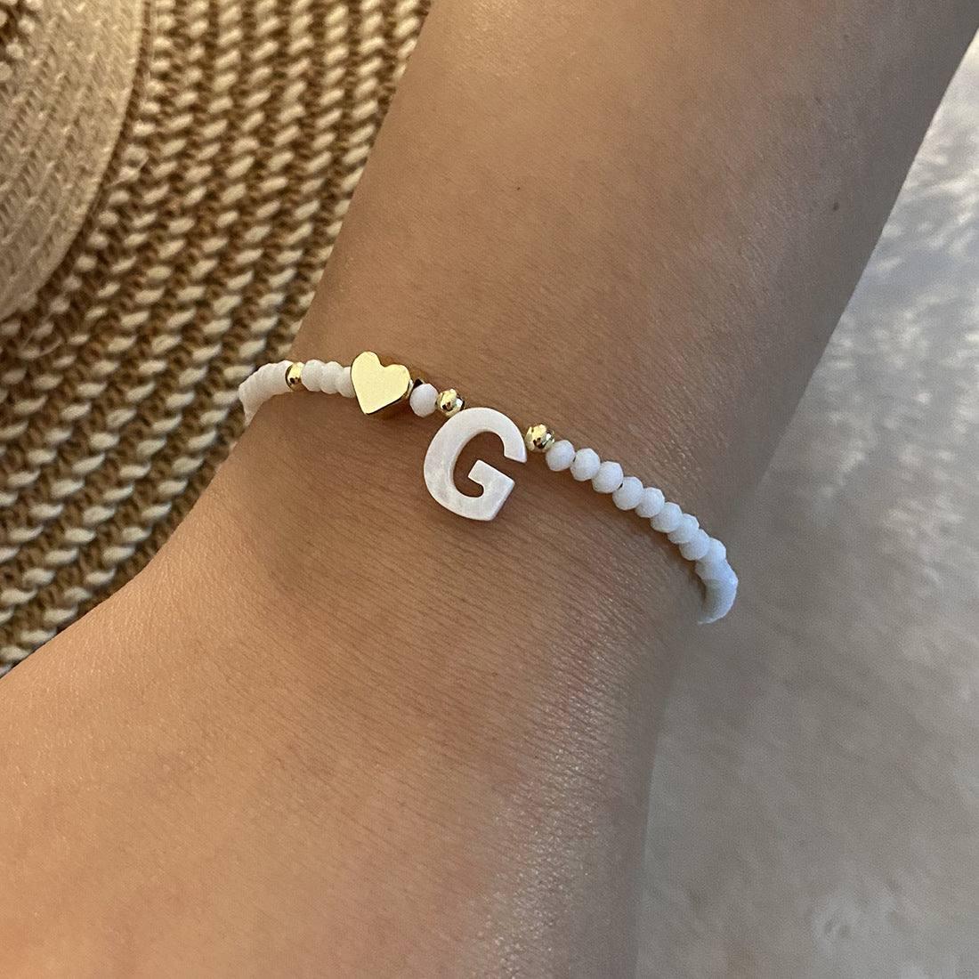 Chic Custom Letter Bead Bracelets - Personalized Jewelry-G-15