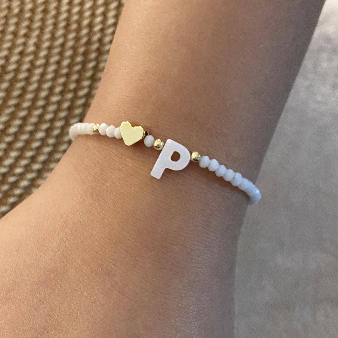 Chic Custom Letter Bead Bracelets - Personalized Jewelry-P-22