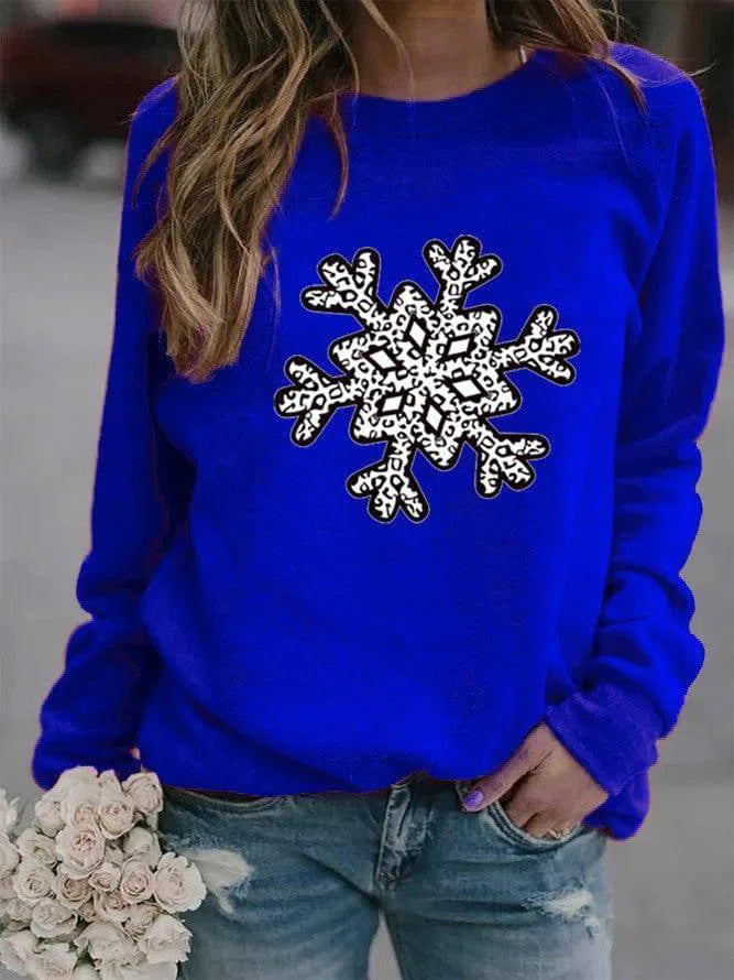 Christmas Creative Letters Printed Crew Neck Sweatshirt-Blue-10