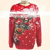 Christmas Elk Red Loose-fitting Knitted Sweater-9