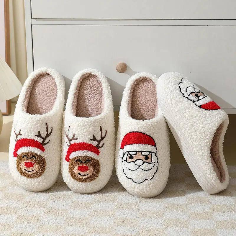 Christmas Home Slippers Cute Cartoon Santa Claus Cotton-3