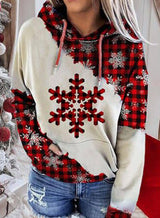 Christmas Print Contrast Sweater Hoodie-1