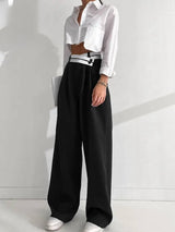 Commuter Color Suit Pants Women's Casual Drape Mop Pants-2