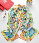 Crepe Satin Long Scarf Women 160x45 Shawl-9