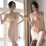 Dress Sleepwear Nightgown Night Wear Summer Lingerie-Apricot-4