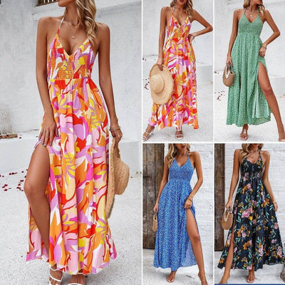 Dress Spring Summer leisure holiday print halter dress-9